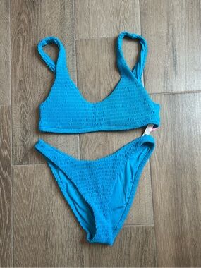 Victoria's Secret Bright Blue Smocked Bikini Set